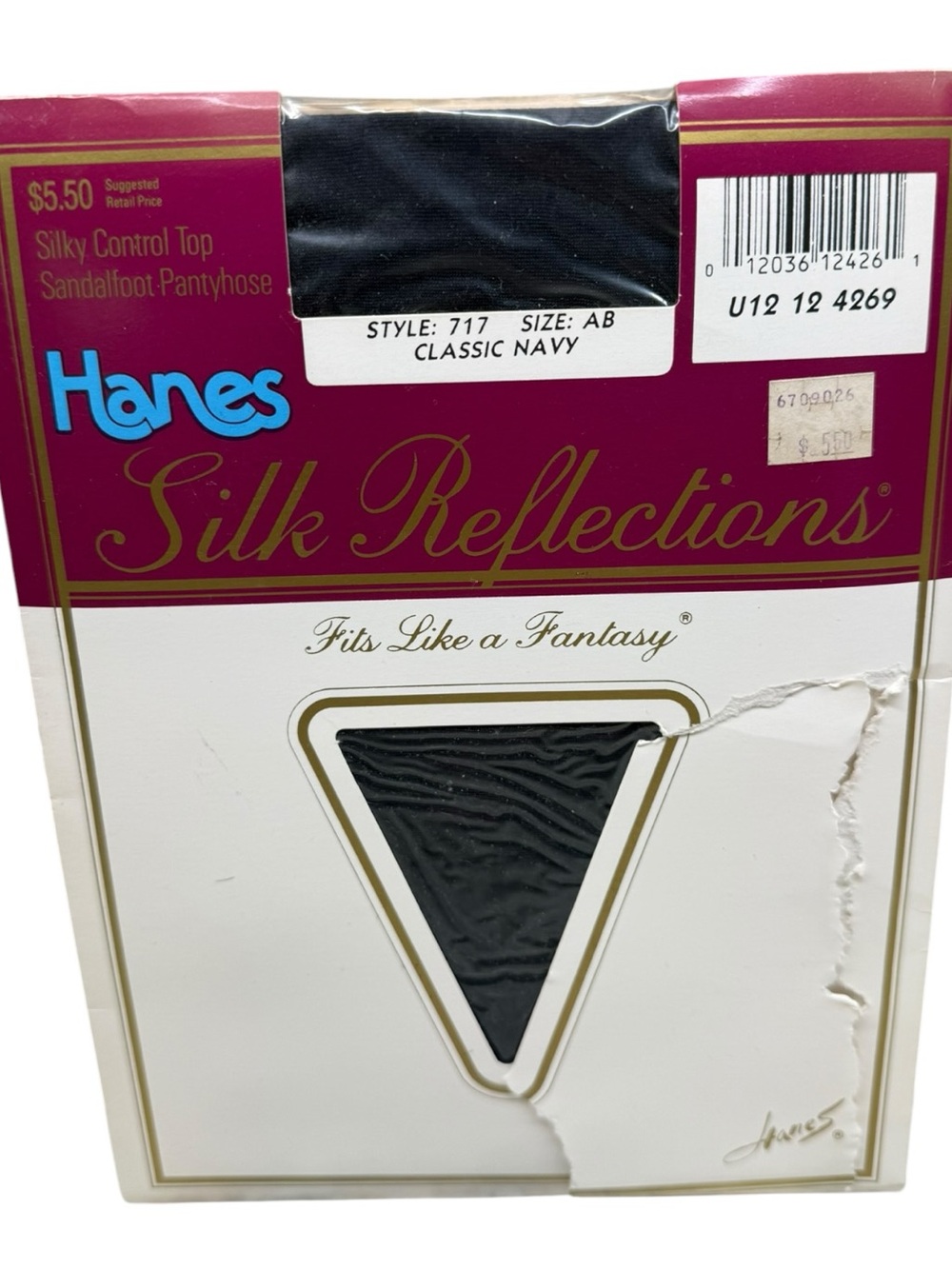1989 Hanes silk reflections silky sheer control top PantyhoseAB Classic Navy 717